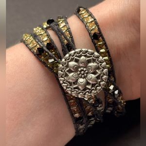 Handmade beaded wraparound bracelet